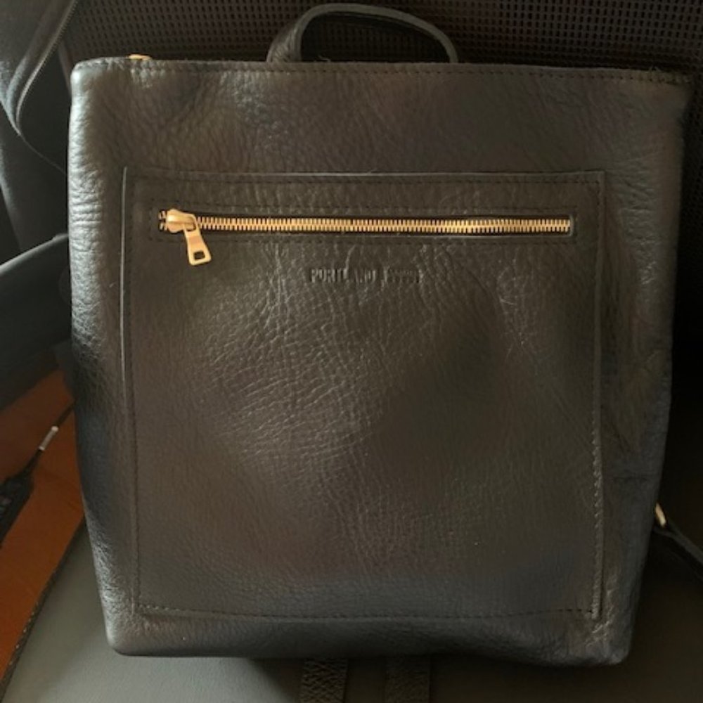 Portland Leather Goods Black Pebbled Leather Tote Backpack